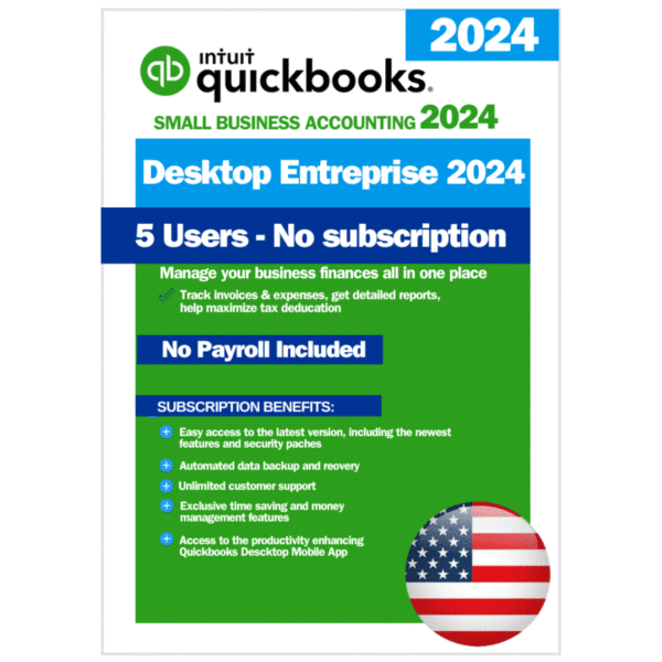 QuickBooks Desktop Enterprise 2024 – No Subscription – USA Version (5 Users)